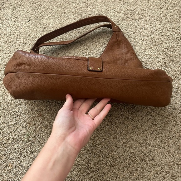 Michael Kors Pebbled Leather Hobo Bucket Shoulder Bag Brown Fulton Purse Tan - Picture 5 of 14